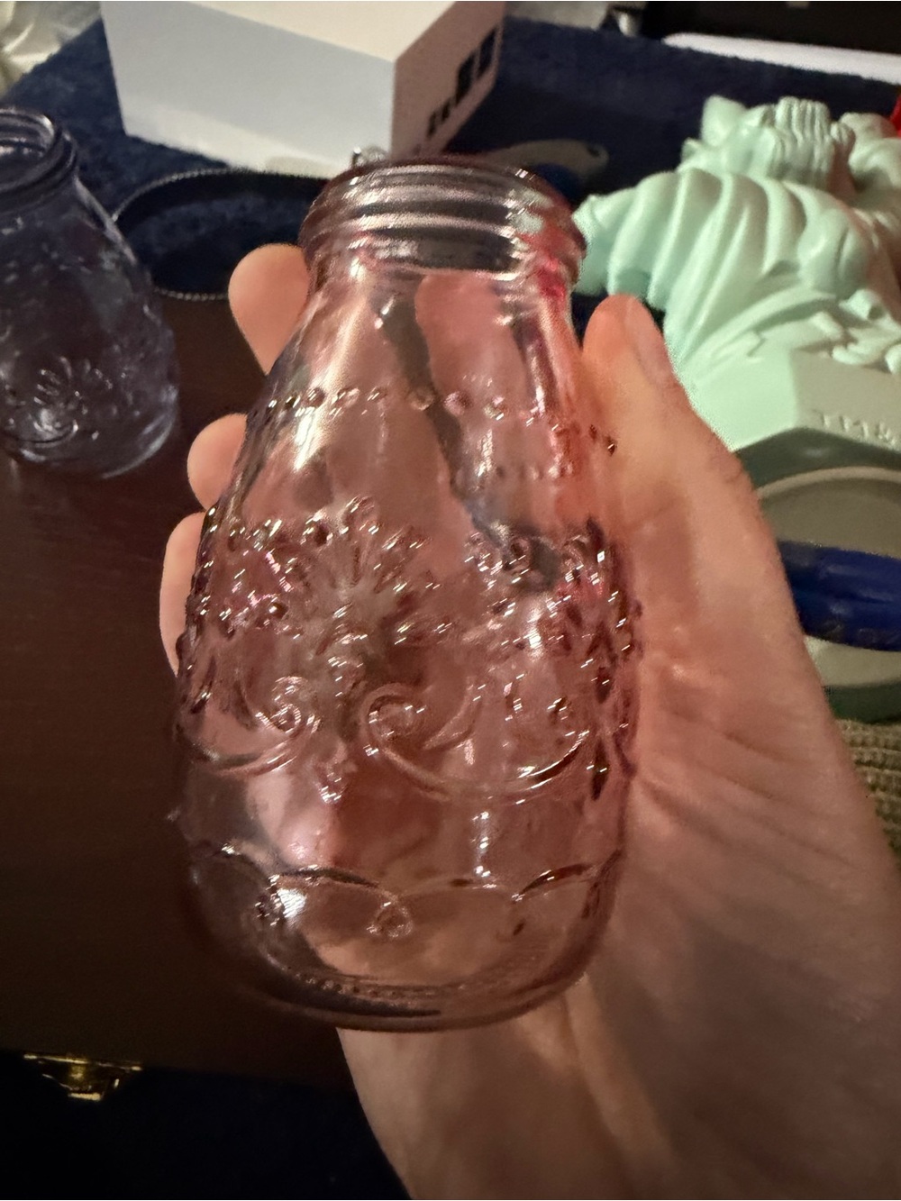 Decorative Pink Embossed Glass Vase - Home Accents
